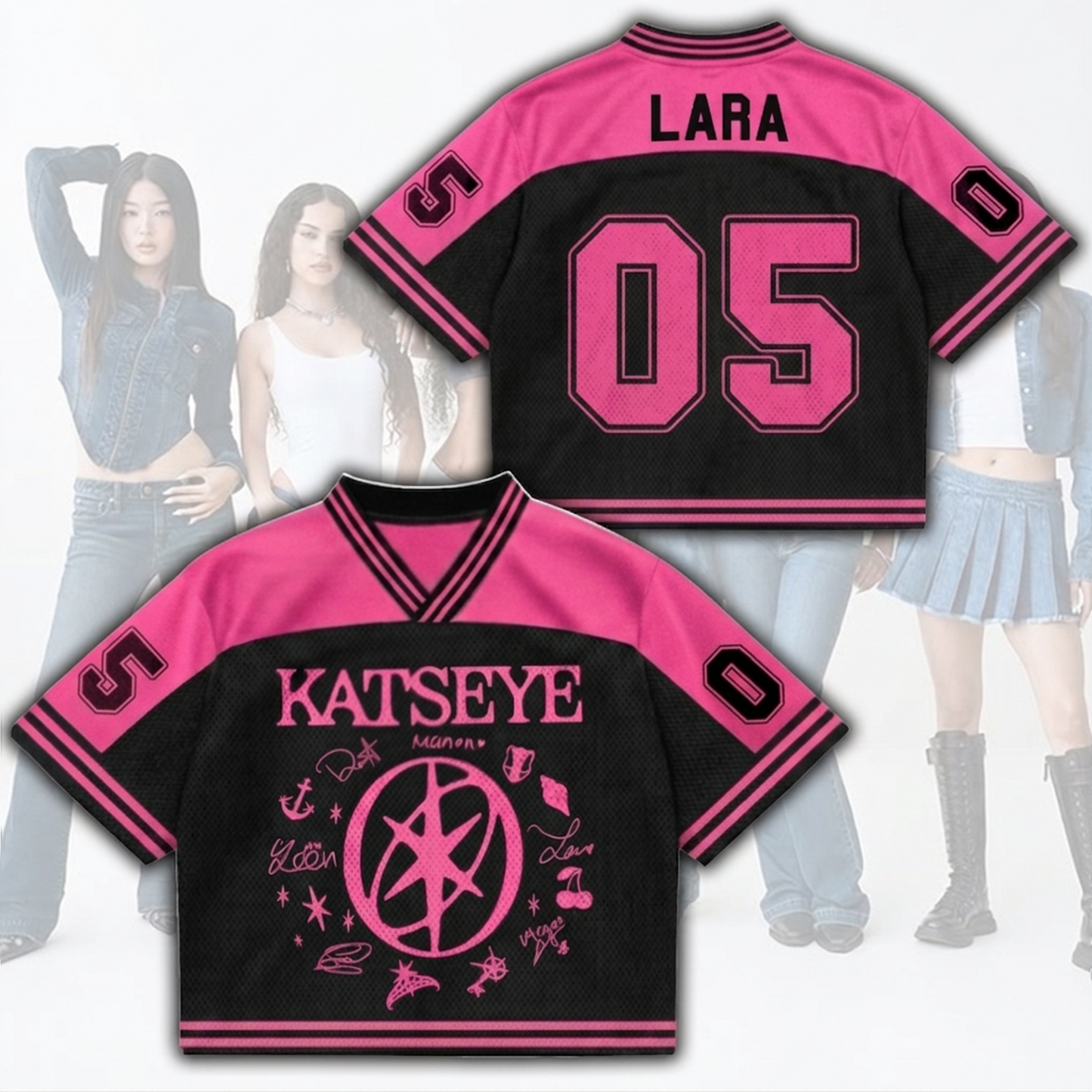 Hot Pinky Katseye The Wildworld Tour Mixed Mesh Jersey Fan Edition
