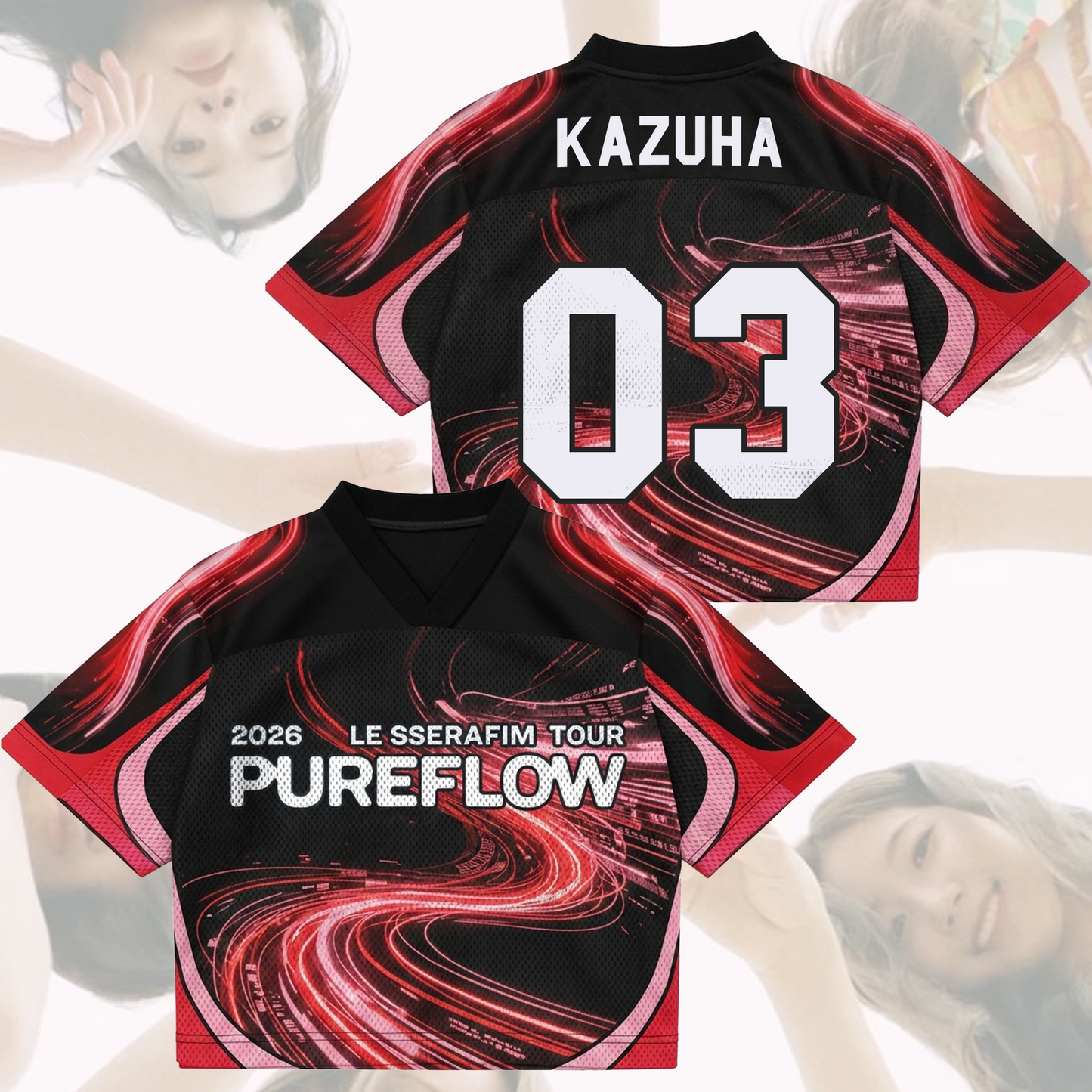 Le Sserafim 2026 PureFLow World Tour Mixed Mesh Jersey Fan Edition