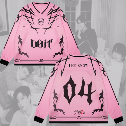 Pink Stray Kids Do It Album Splicing Long Sleeved Gift For Lovers