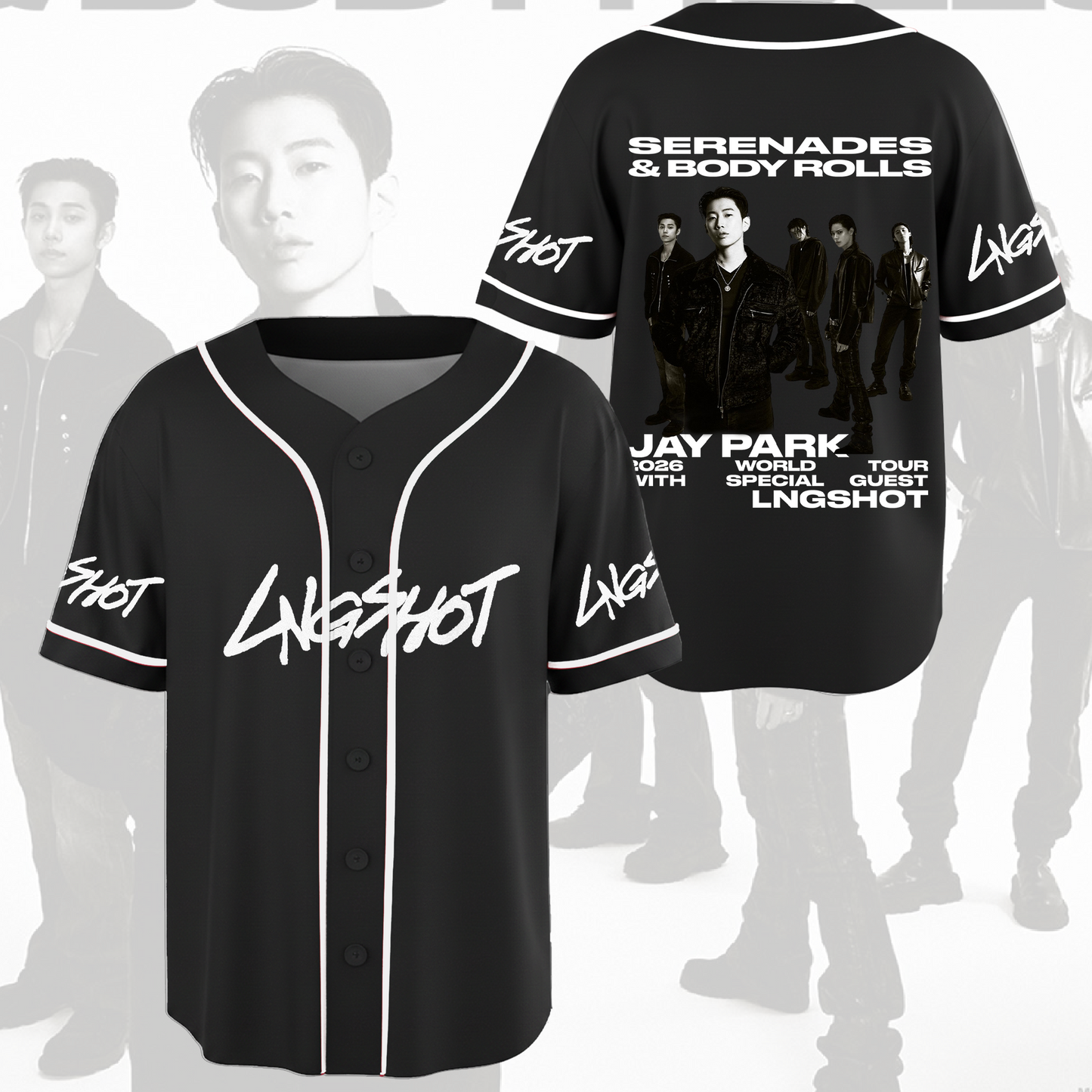 LngShot 2026 World Tour Serenades Body Rolls Jay Park Baseball Jersey Gift For Fans