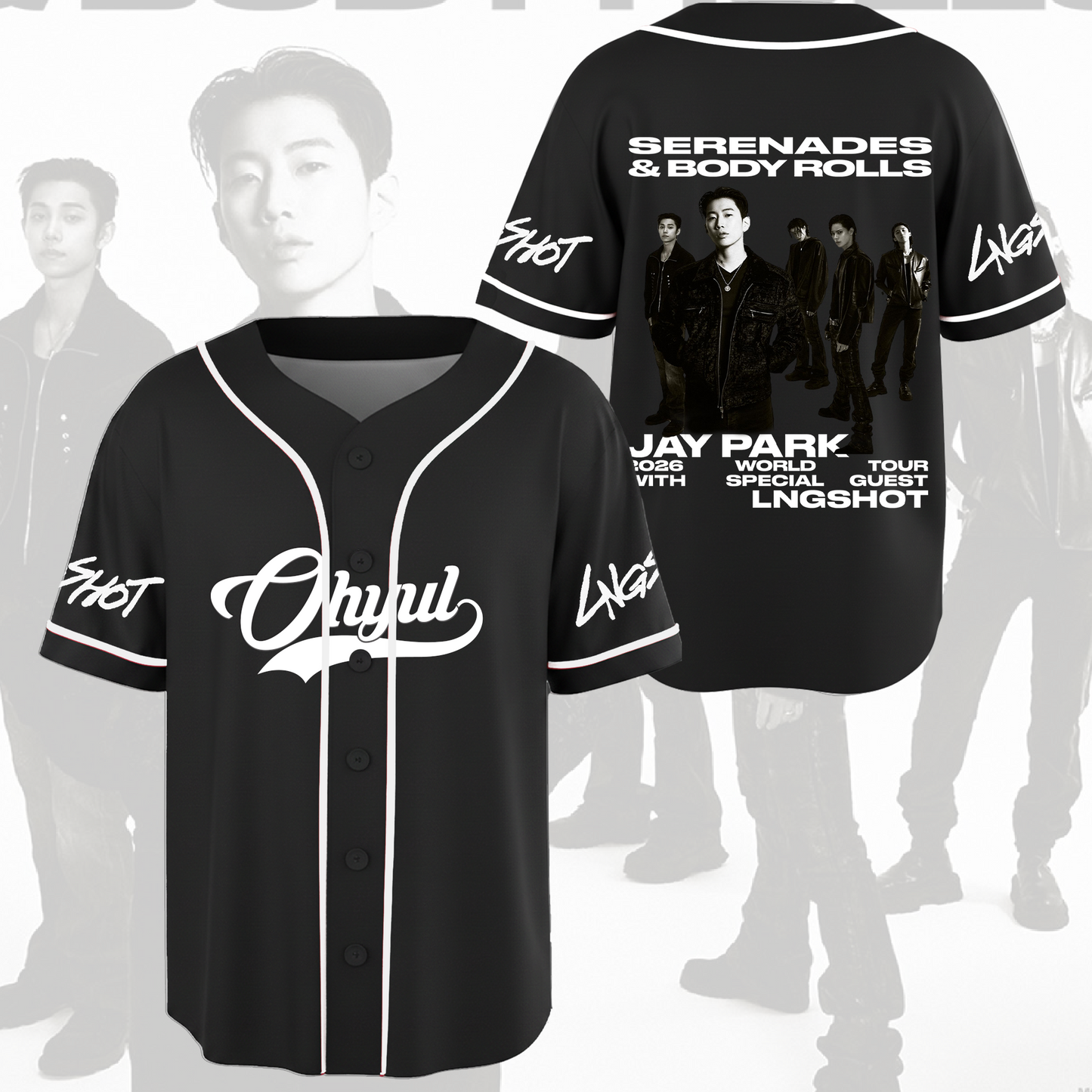 LngShot 2026 World Tour Serenades Body Rolls Jay Park Baseball Jersey Gift For Fans