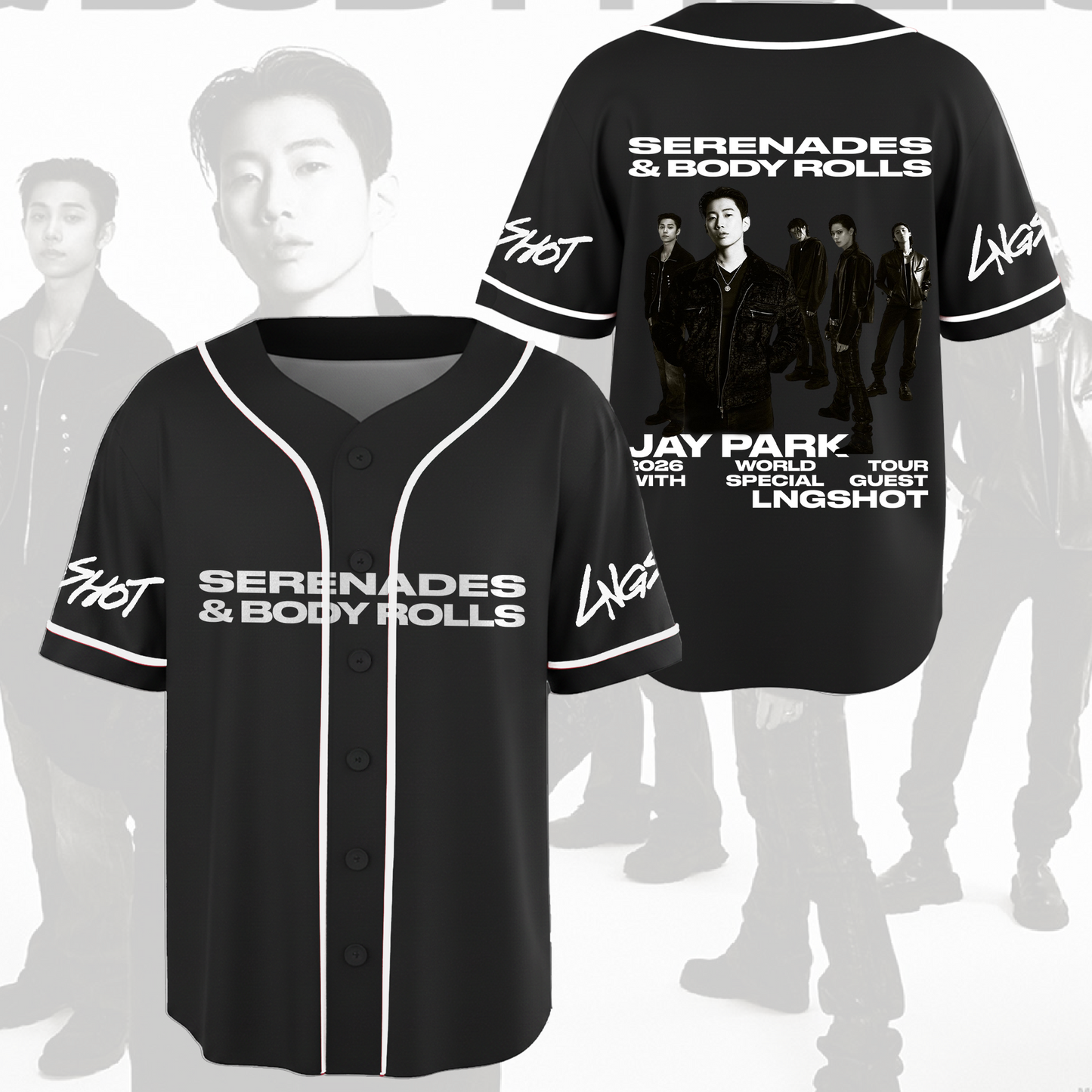 LngShot 2026 World Tour Serenades Body Rolls Jay Park Baseball Jersey Gift For Fans