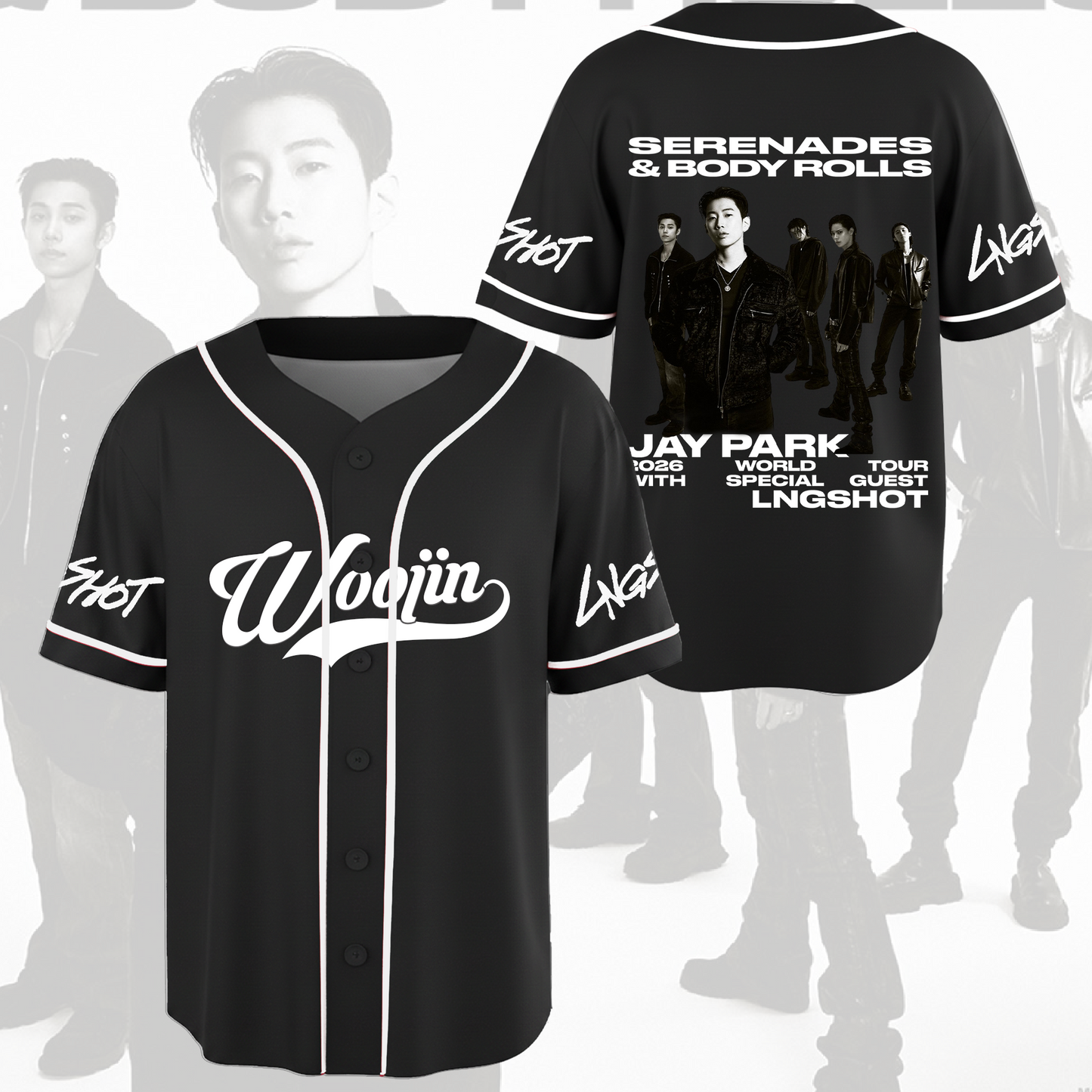 LngShot 2026 World Tour Serenades Body Rolls Jay Park Baseball Jersey Gift For Fans