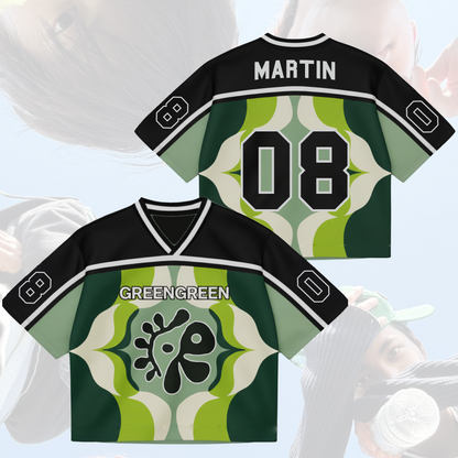 Green Floral Cortis Album Mixed Mesh Jersey