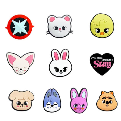 Skzoo Stray Kids Shoe Charms Set – Wolfchan & Leebit Cute Cartoon Figures, Kpop Idol DIY Hole Shoe Buckles, Anime Accessories Gift for STAY