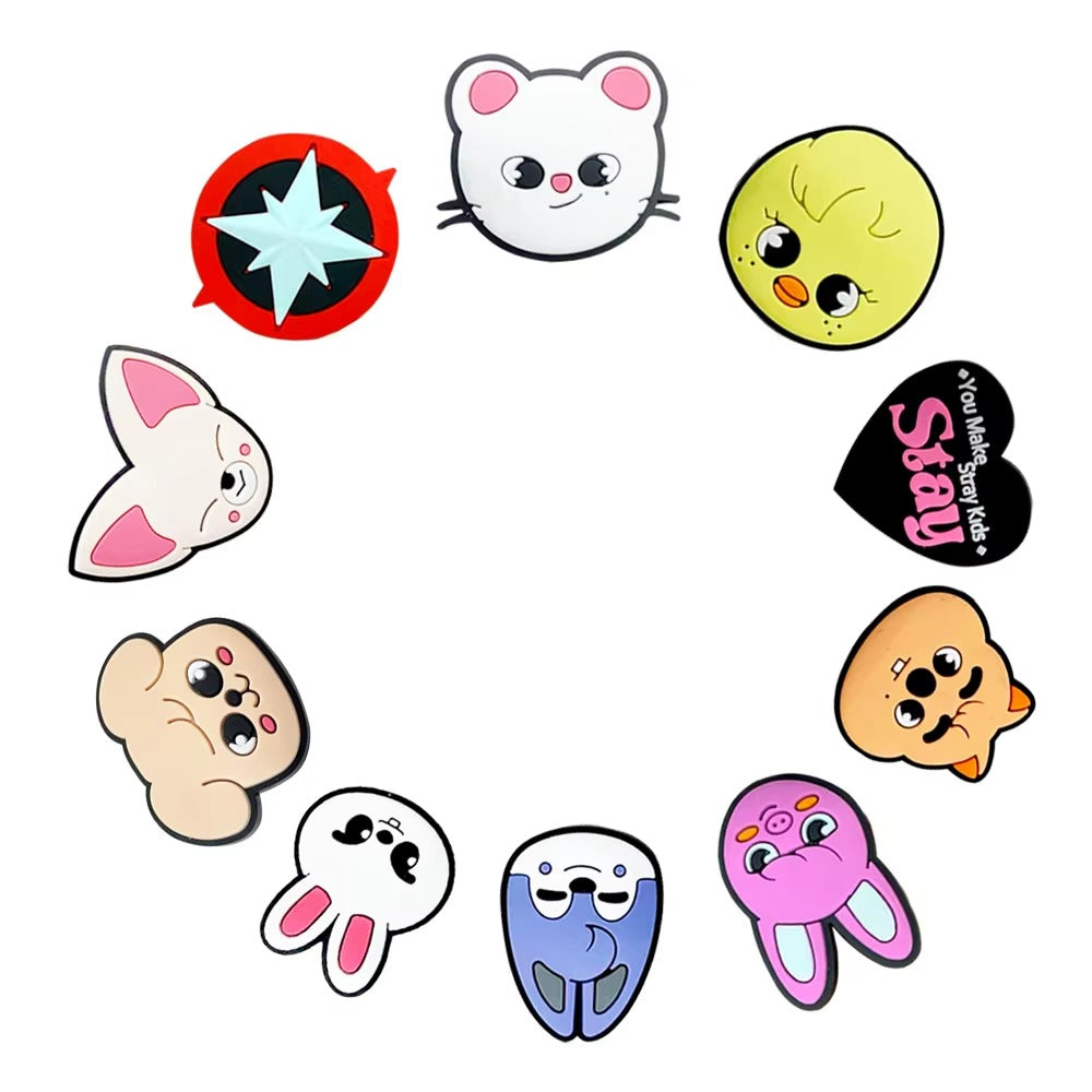 Skzoo Stray Kids Shoe Charms Set – Wolfchan & Leebit Cute Cartoon Figures, Kpop Idol DIY Hole Shoe Buckles, Anime Accessories Gift for STAY