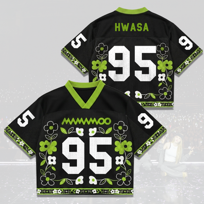 MAMAMOO World Tour Jersey Mix Mesh Green Flower Graphic Gift For Fans