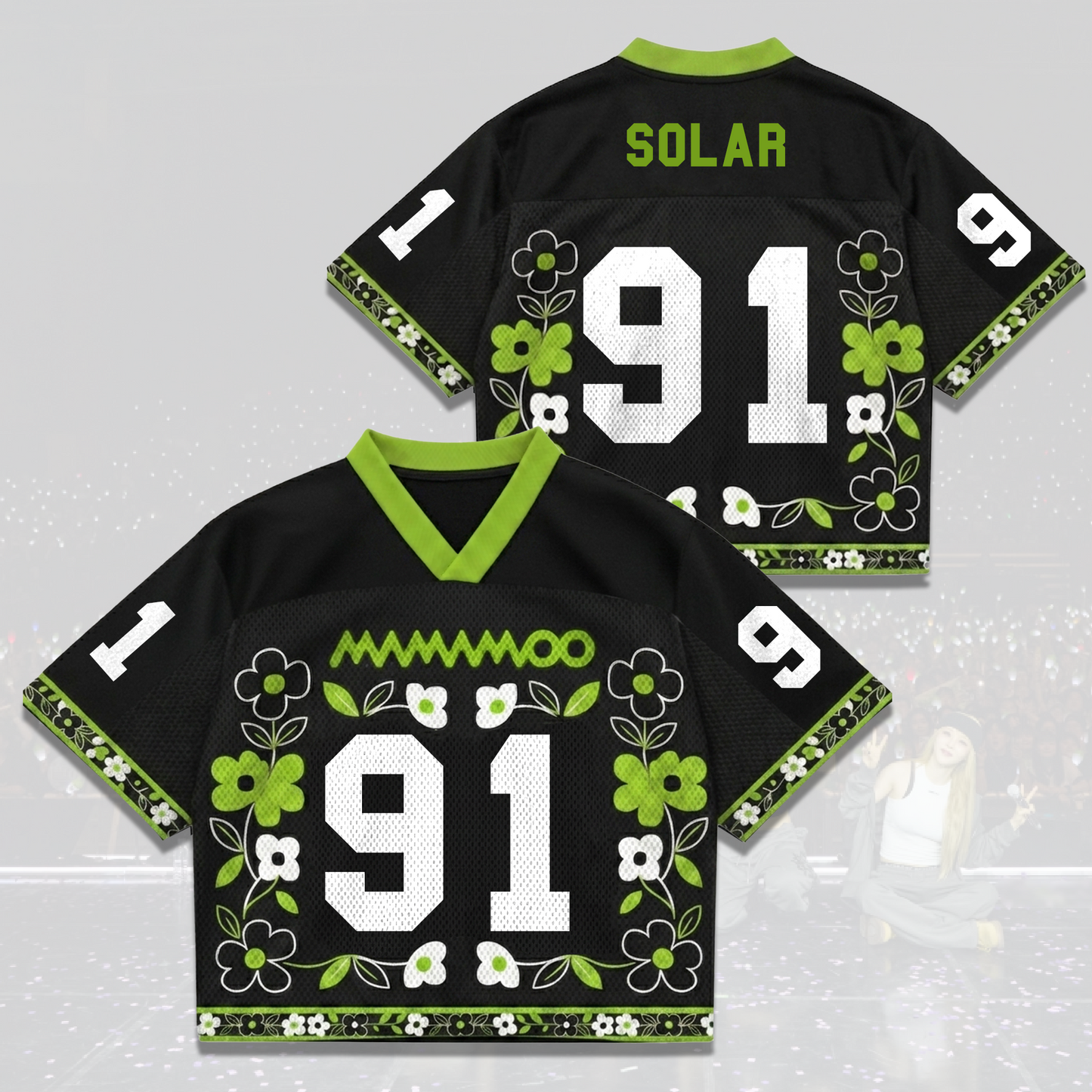 MAMAMOO World Tour Jersey Mix Mesh Green Flower Graphic Gift For Fans