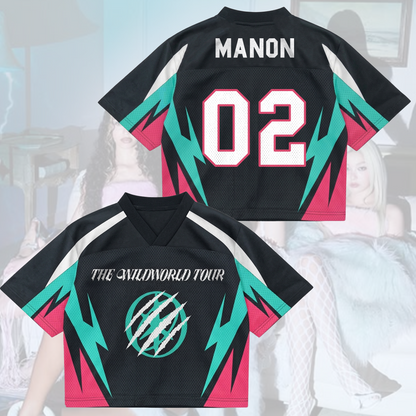 Explosive The Wildworld Tour Katseye Thunder Sport Mixed Mesh Jersey Fan Merch