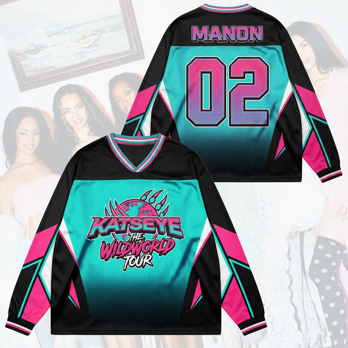 Katseye The Wildworld Tour Mesh Splicing Long Sleeved Gift For Fans