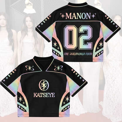 Fairycore Katseye The Wildworld Tour Mixed Mesh Jersey Top Gift For Fans