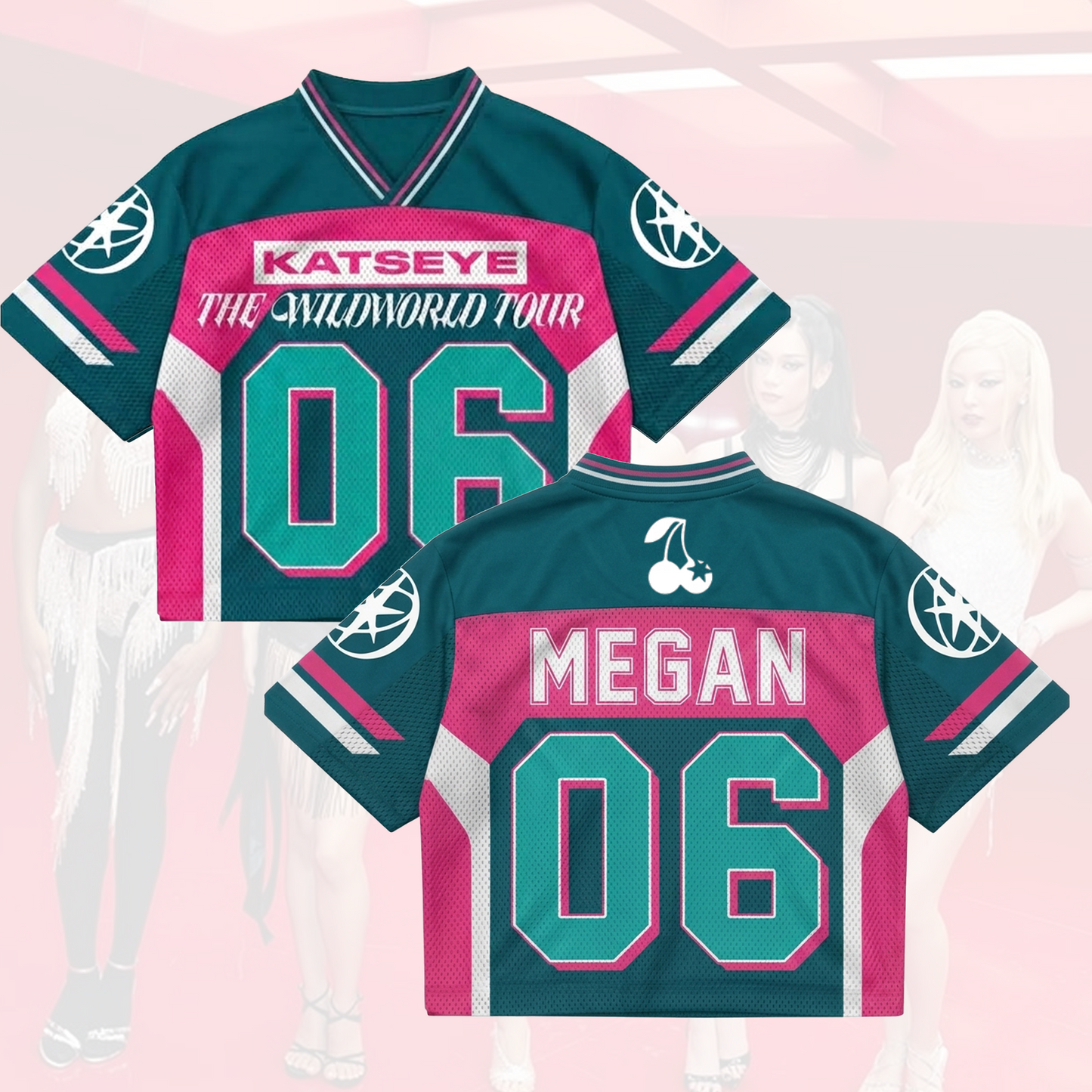 Vibrant KATSEYE The Wildworld Tour Mixed Mesh Jersey Top Gift for Fan