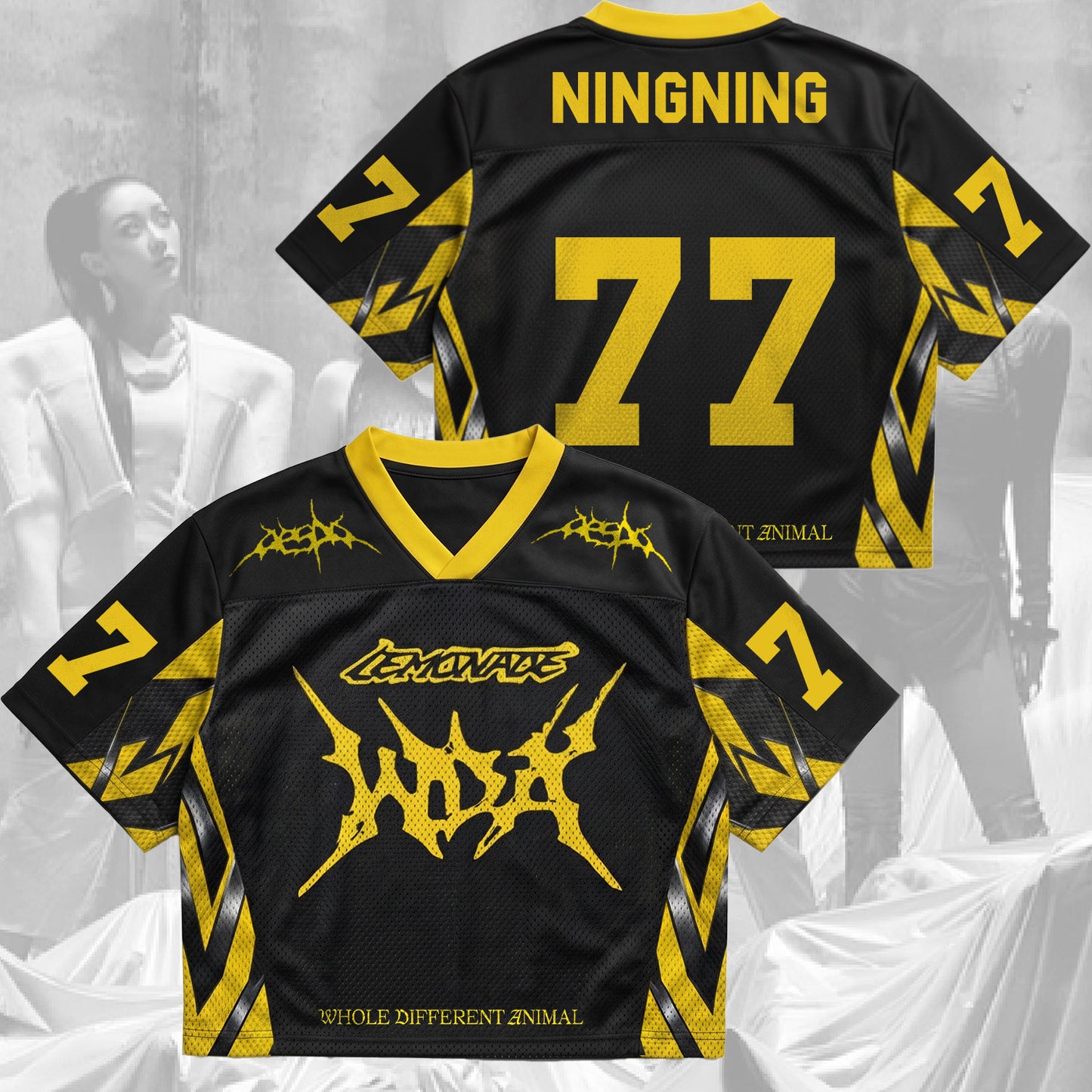 Metalic Lemonade Aespa Whole Different Animal Mix Mesh Jersey
