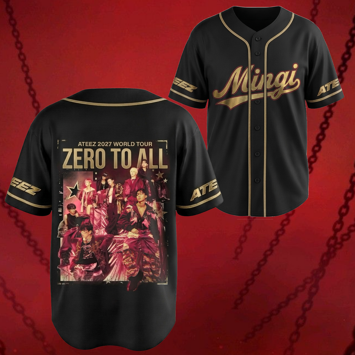 Dynamic Ateez Zero To All World Tour Golden Hour Series Baseball Jersey Gift For Fans