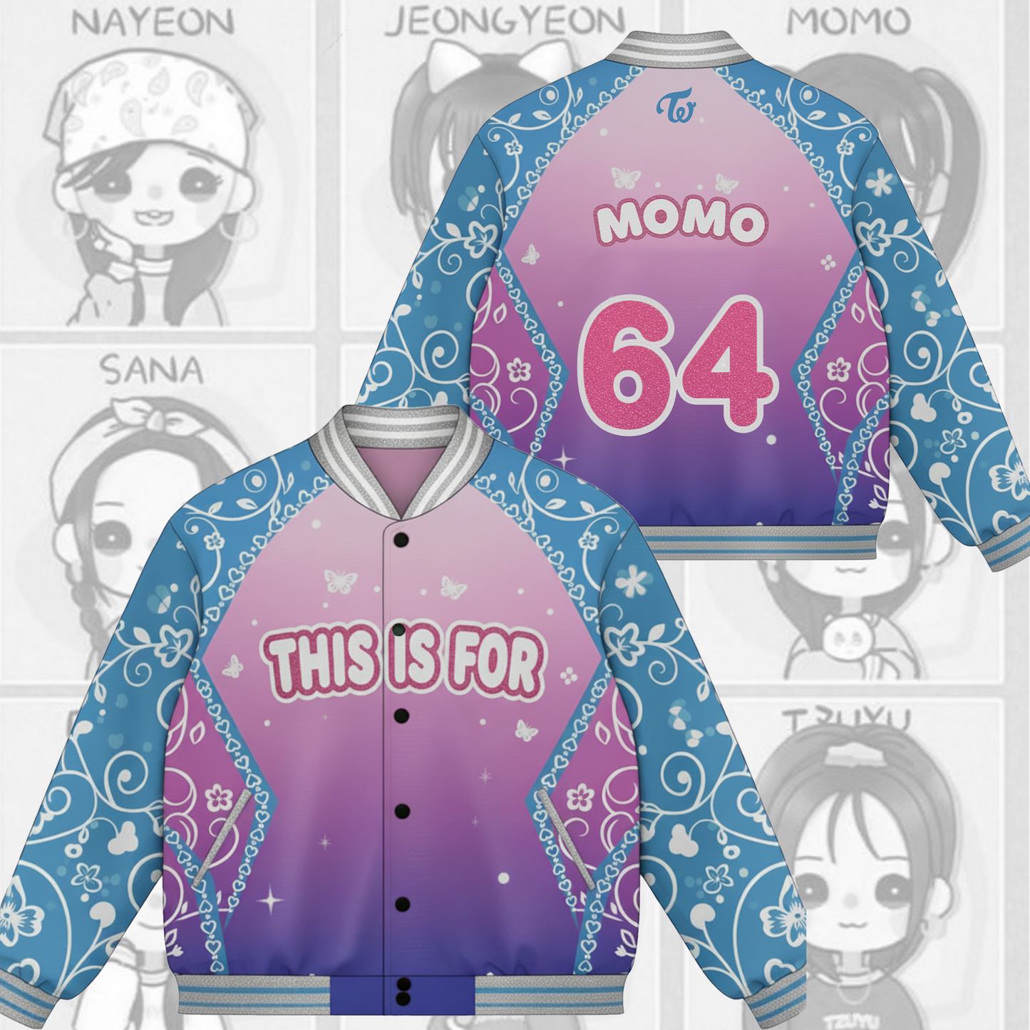 WAVESTEEᵀᴹ Floral Symphony Piece Twice This is Four  Baseball Jacket