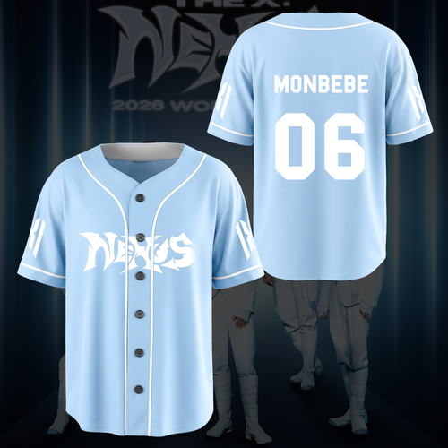 MONSTA X The X Nexus World Tour Blue Baseball Jersey The Phase Gift For Fans