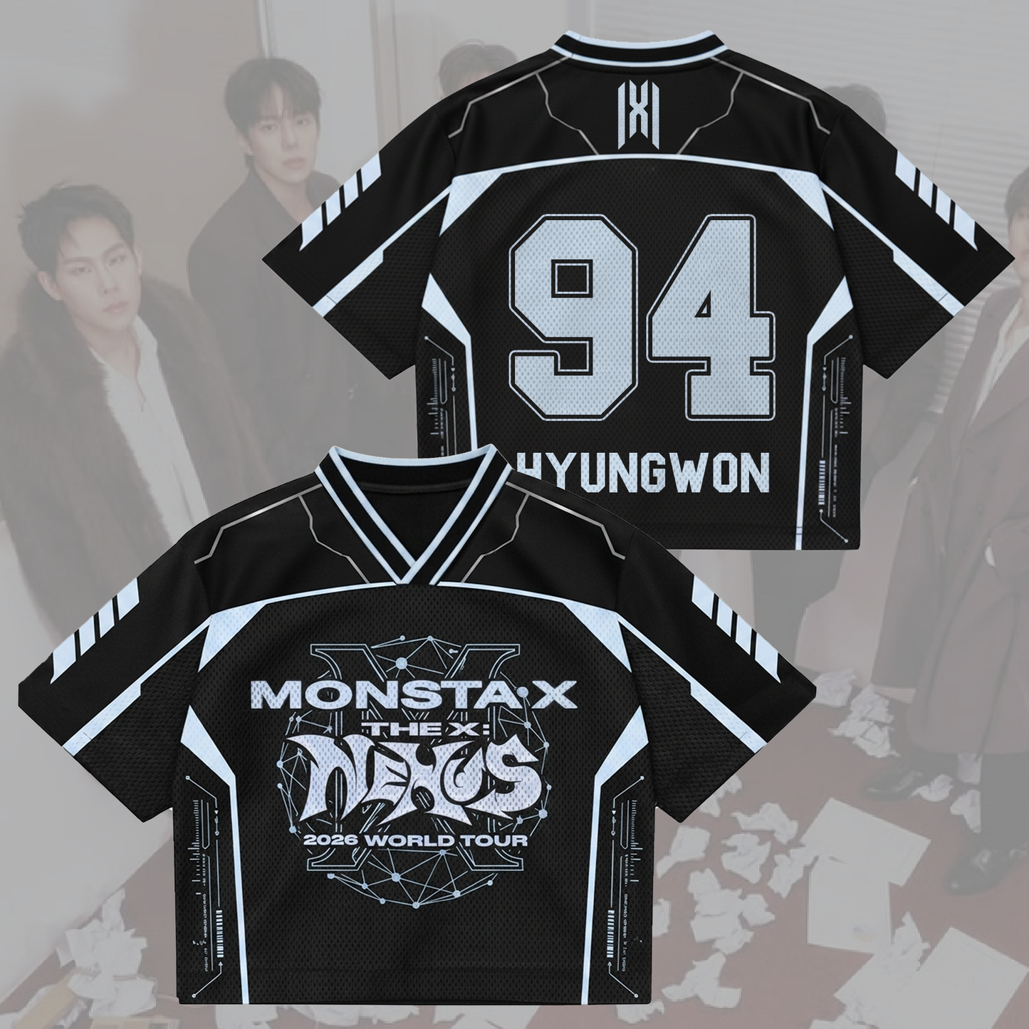 Sporty Monsta X World Tour The X Mixed Mesh Jersey Fan Edition