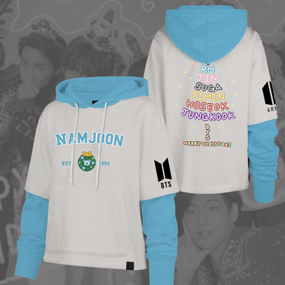 WAVESTEEᵀᴹ BTS Christmas OT7 Back See You Again Shortstop Hoodie