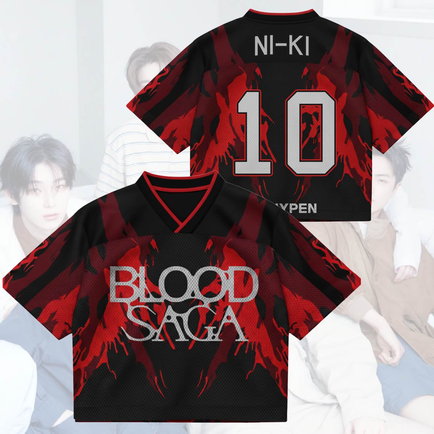 Crimson Awakening Blood Saga Enhypen World Tour Mixed Mesh Jersey