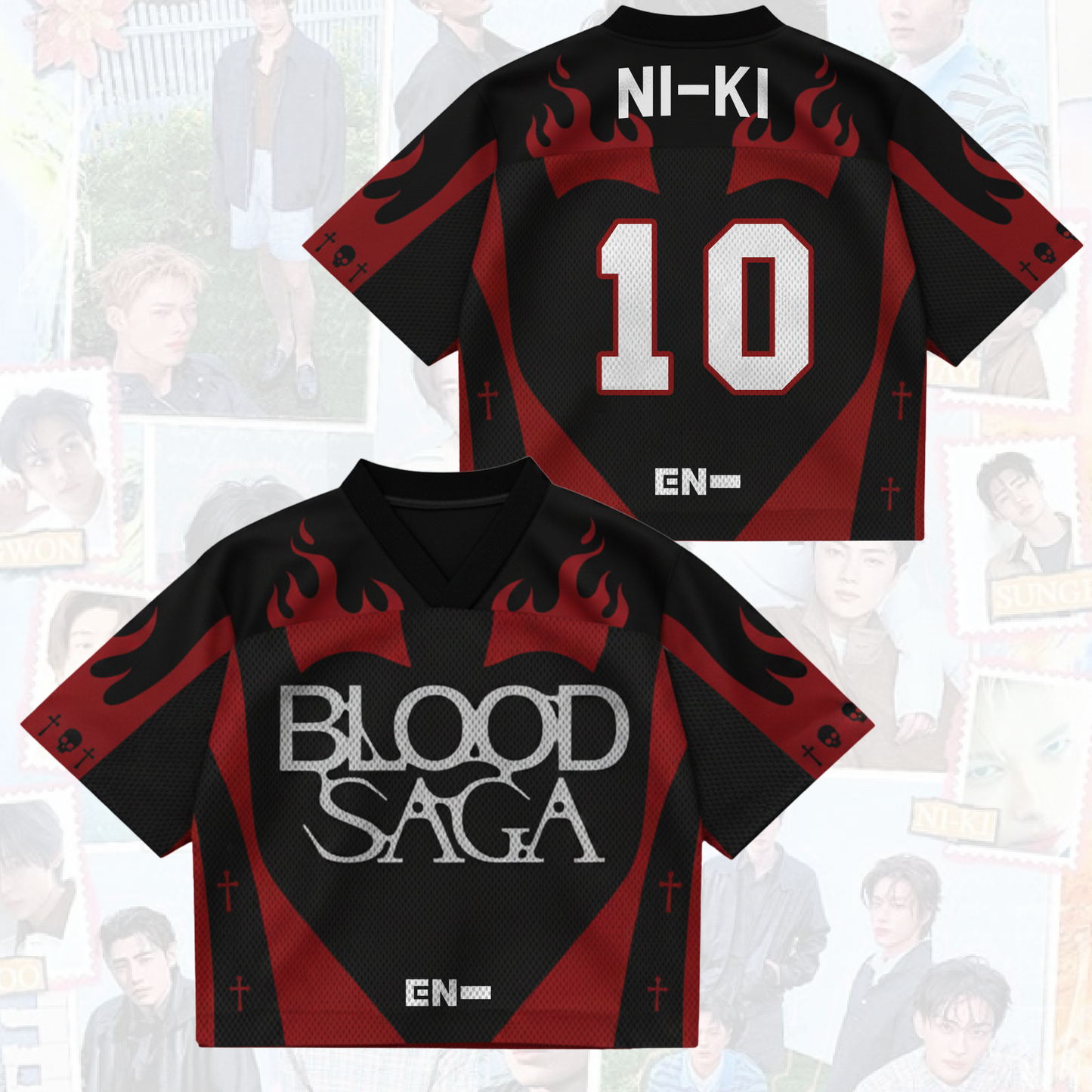Vampire Heart Blood Saga Enhypen World Tour Mixed Mesh Jersey