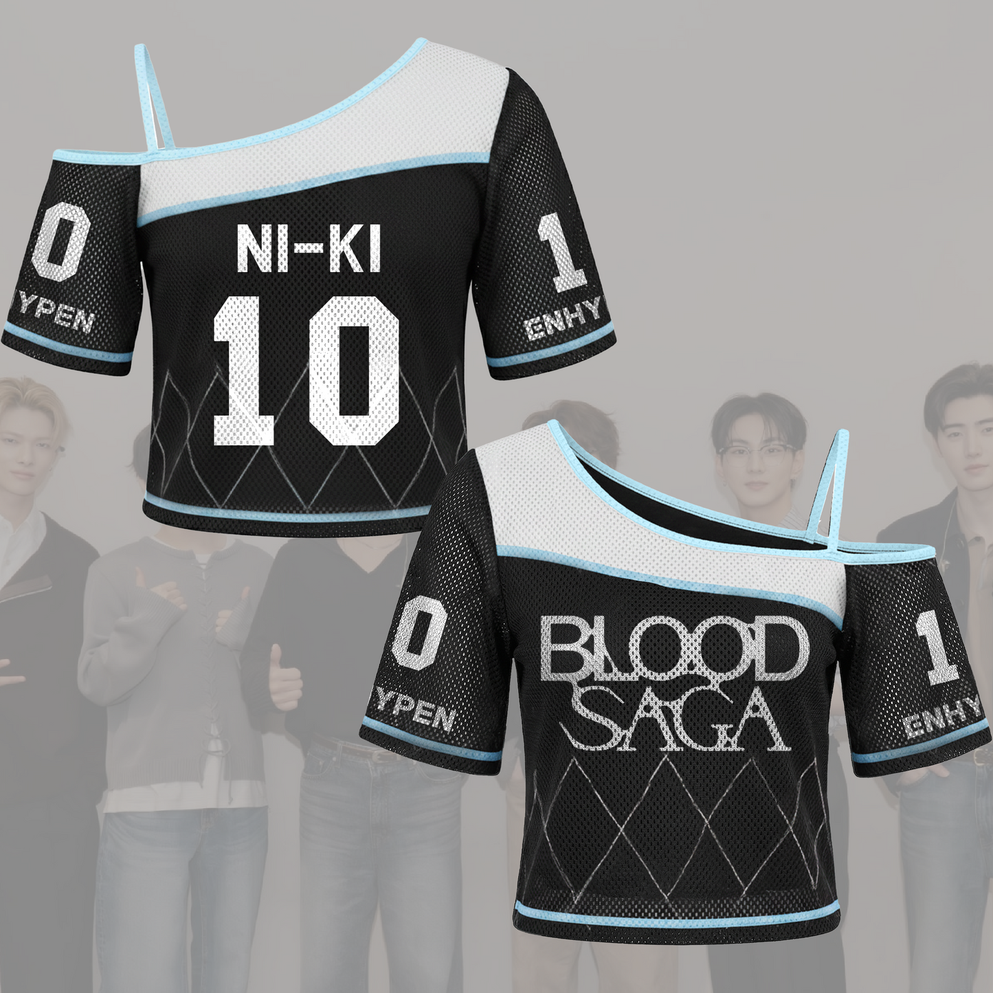 Sporty Chic Blood Saga The Sin Enhypen World Tour Tour Off Shoulder Mesh Gift For Fans
