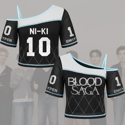 Sporty Chic Blood Saga The Sin Enhypen World Tour Tour Off Shoulder Mesh Gift For Fans