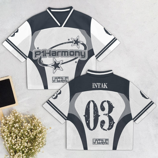 P1Harmony UNIQUE 9th Mini Album Mesh Jersey, Kpop Official Inspired Mesh Jersey Football for P1ece Fans