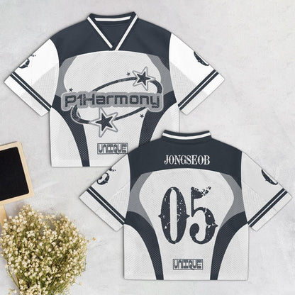 P1Harmony UNIQUE 9th Mini Album Mesh Jersey, Kpop Official Inspired Mesh Jersey Football for P1ece Fans