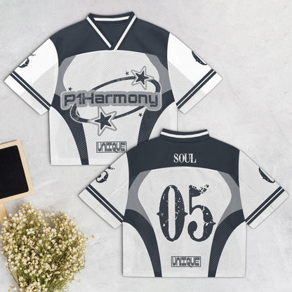 P1Harmony UNIQUE 9th Mini Album Mesh Jersey, Kpop Official Inspired Mesh Jersey Football for P1ece Fans