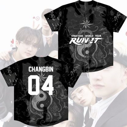 Stray Kids Run It World Tour Baseball Jersey Black Dragon Kpop Merch Gift For Fans