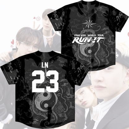 Stray Kids Run It World Tour Baseball Jersey Black Dragon Kpop Merch Gift For Fans