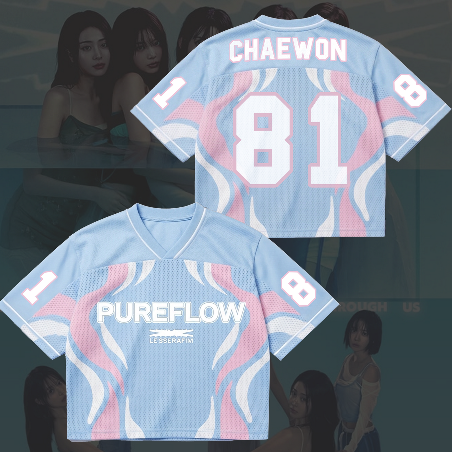LE SSERAFIM Pureflow World Tour Mixed Mesh Jersey Soft Girl Flow Pastel Fan Edition