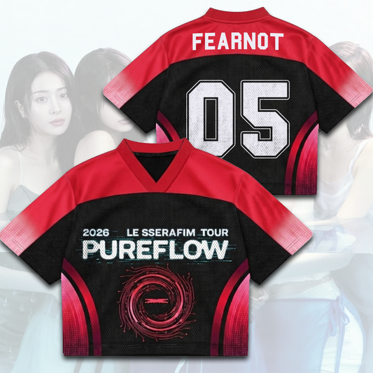 Edgy Le Sserafim PureFLow World Tour Mixed Mesh Jersey Gift For Fans