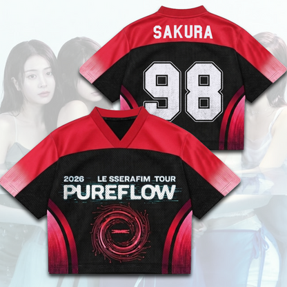 Edgy Le Sserafim PureFLow World Tour Mixed Mesh Jersey Gift For Fans