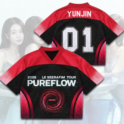Edgy Le Sserafim PureFLow World Tour Mixed Mesh Jersey Gift For Fans