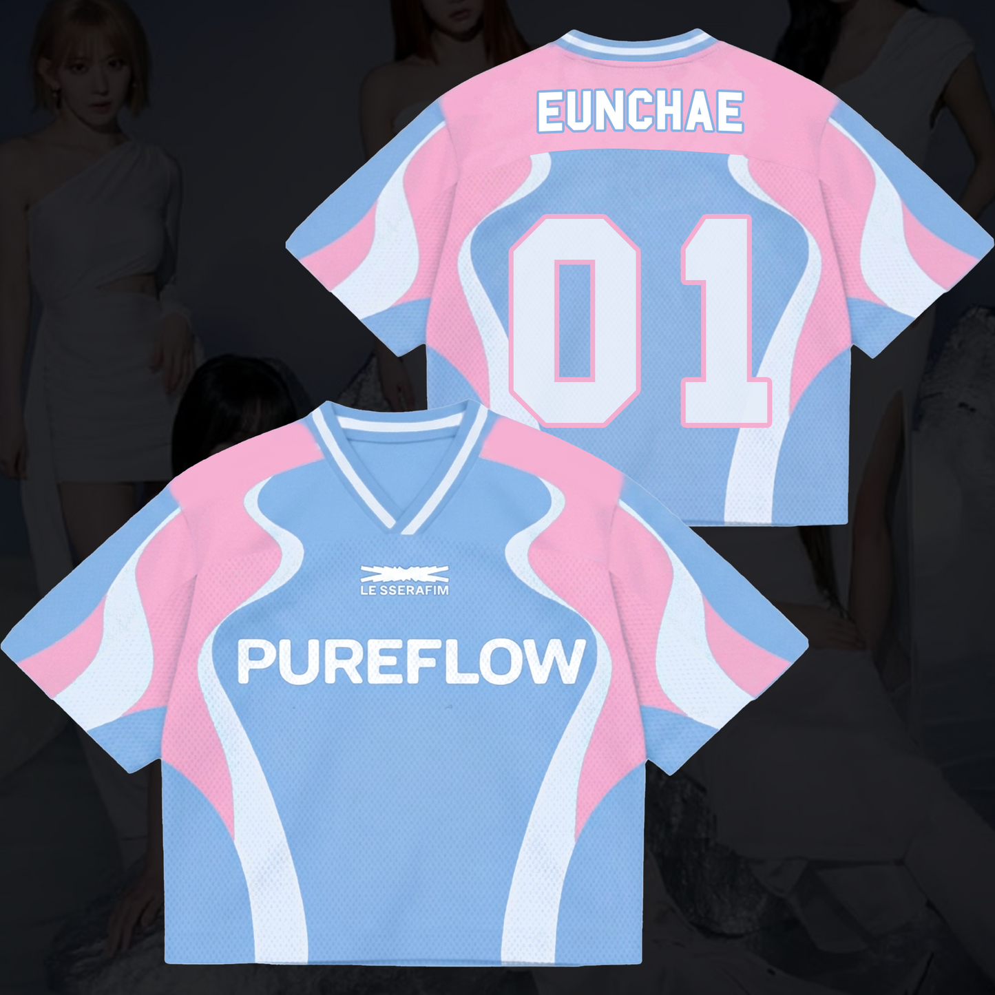 Ethereal Pureflow Le Sserafim World Tour Mixed Mesh Jersey Gift For Fans