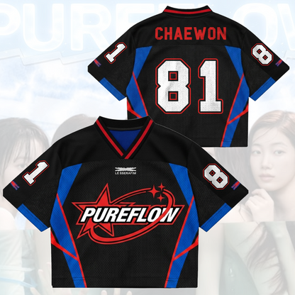Sporty Le Sserafim PureFLow World Tour Mixed Mesh Jersey Gift For Fans