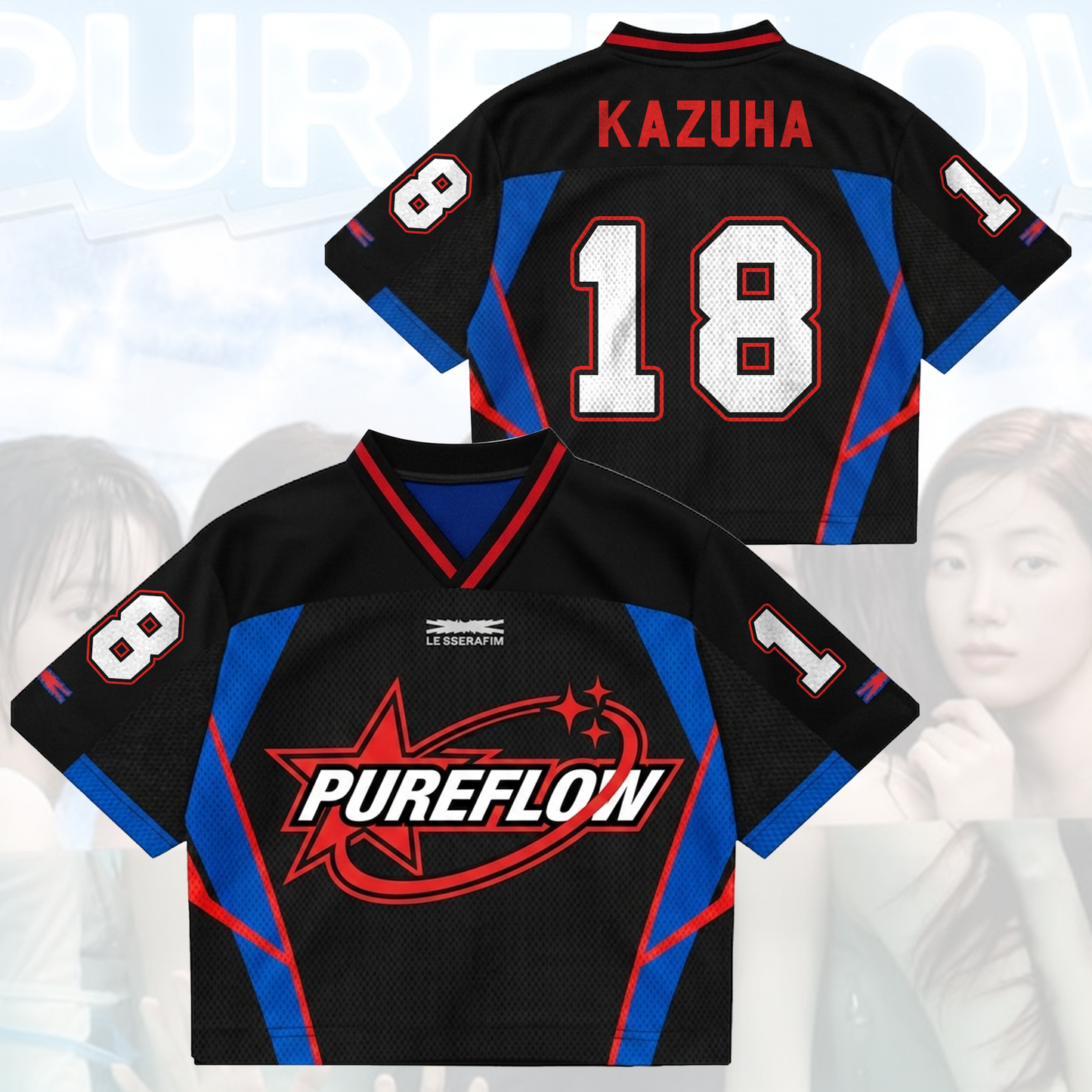 Sporty Le Sserafim PureFLow World Tour Mixed Mesh Jersey Gift For Fans