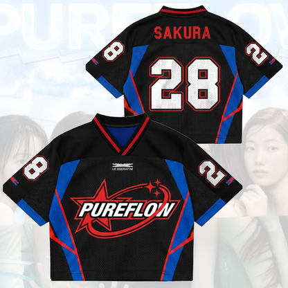 Sporty Le Sserafim PureFLow World Tour Mixed Mesh Jersey Gift For Fans