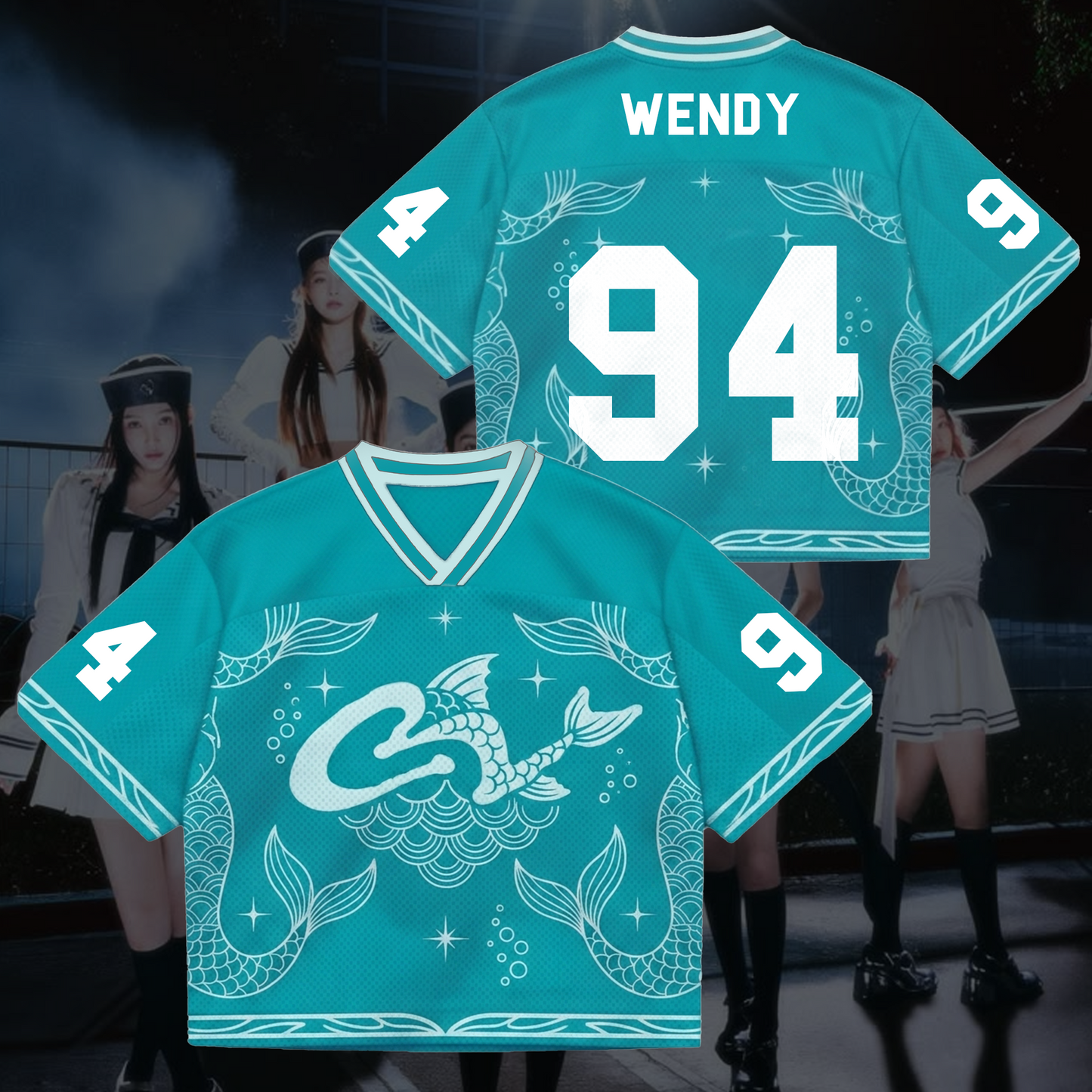 Mermaid Core Velvet Summer  Mixed Mesh Jersey Red Velvet Outfit Fan Gifts