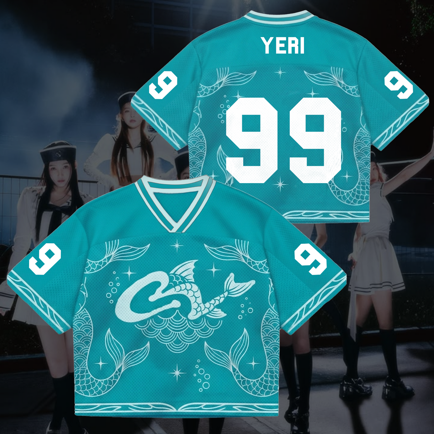 Mermaid Core Velvet Summer  Mixed Mesh Jersey Red Velvet Outfit Fan Gifts
