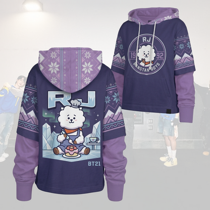 Kawai Bangtan Boys BT21 Xmas Shortstop Hoodie BTS Gift for Fans