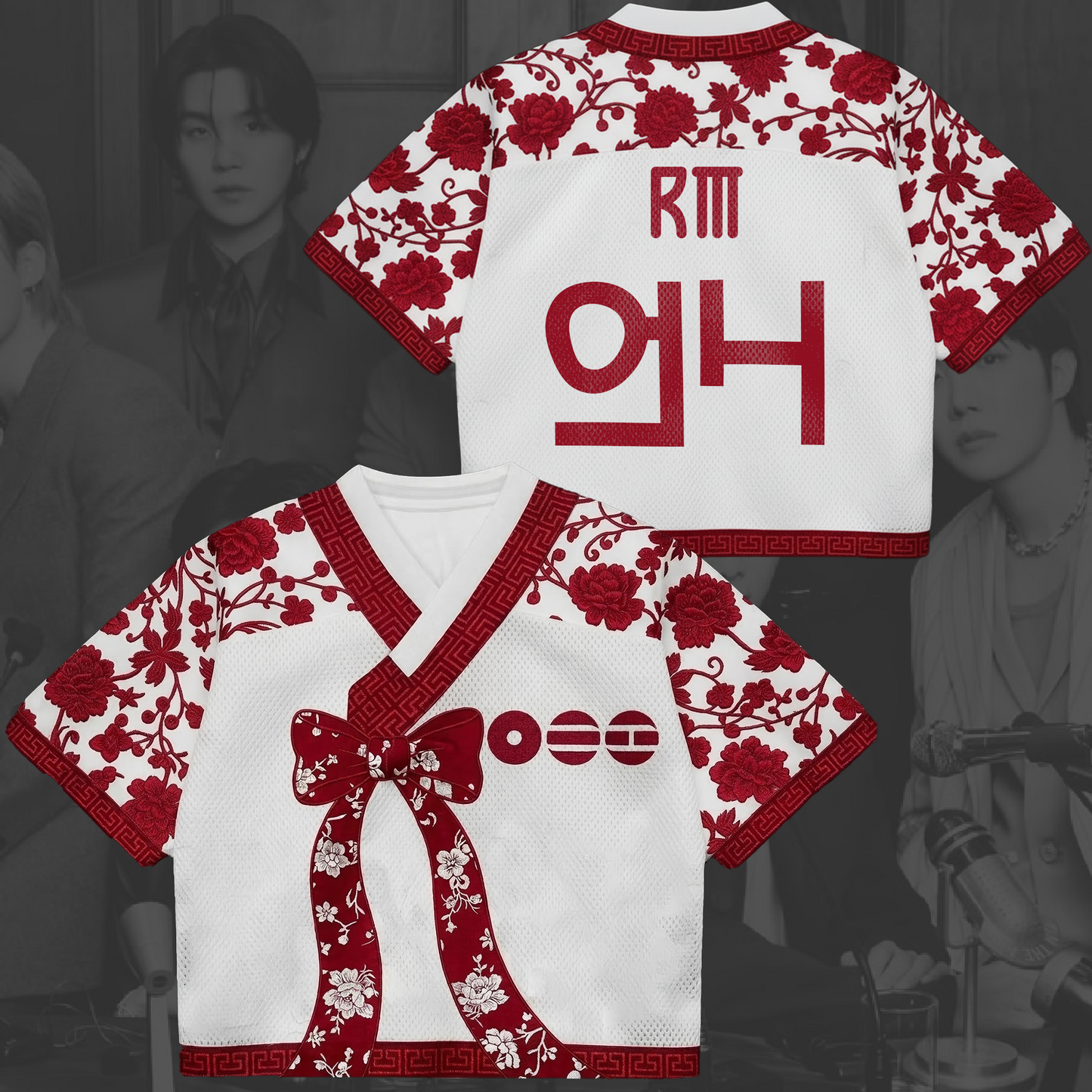 Fire Blossom Arirang Tour BTS Hanbok Style Mixed Mesh Jersey Gifts For Lovers