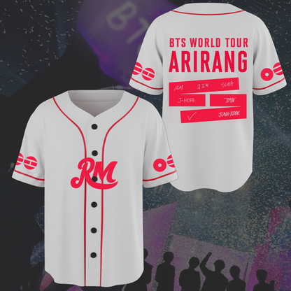 Explosive BTS World Tour Arirang White Baseball Jersey