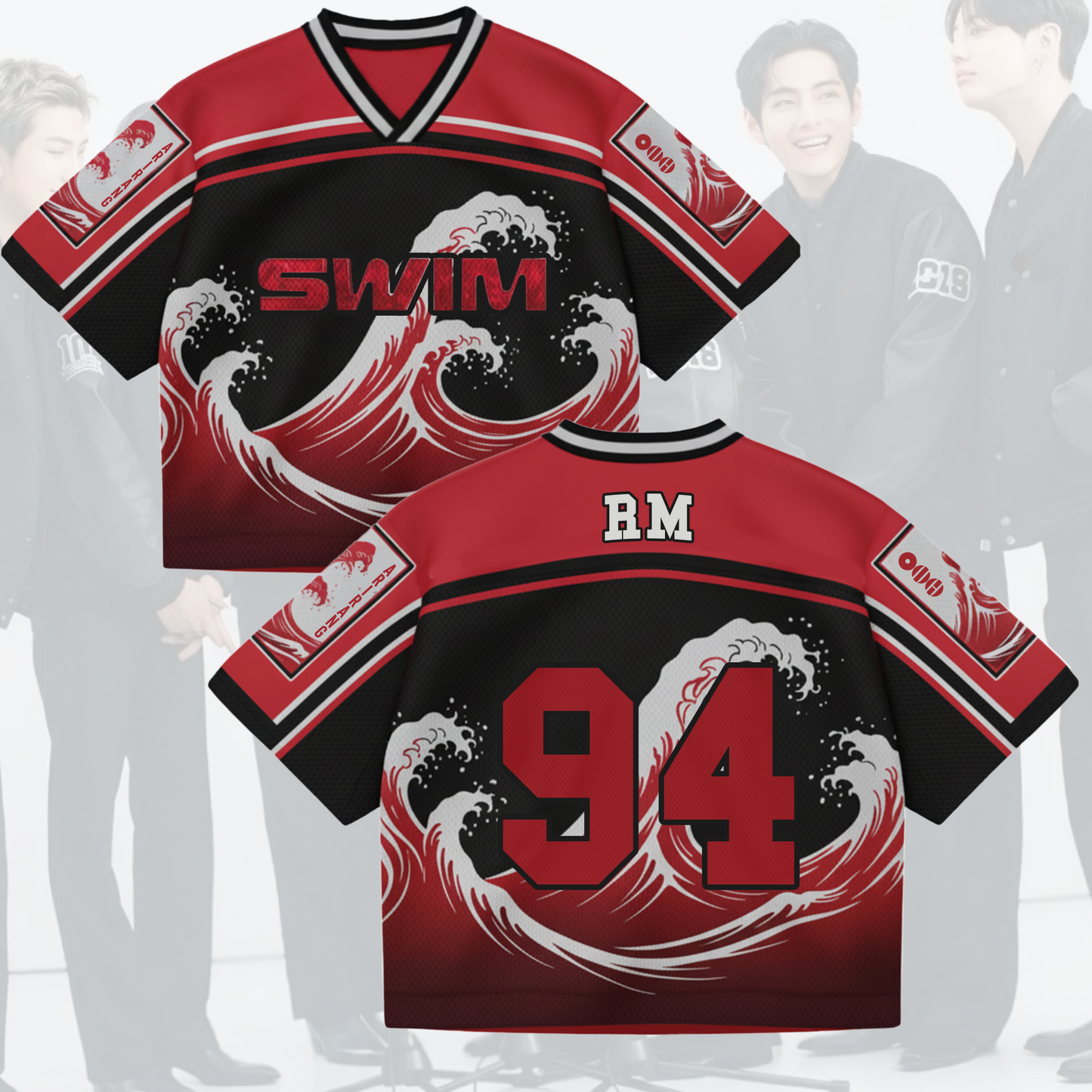 Dive into the ARIRANG Wave BTS Tour Swim Mixed Mesh Jersey
