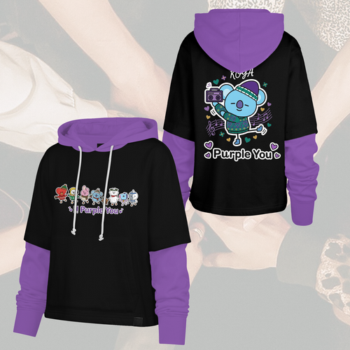 Cute BT21 Shortstop Hoodie Christmas Happy Purple You Gift for Fans