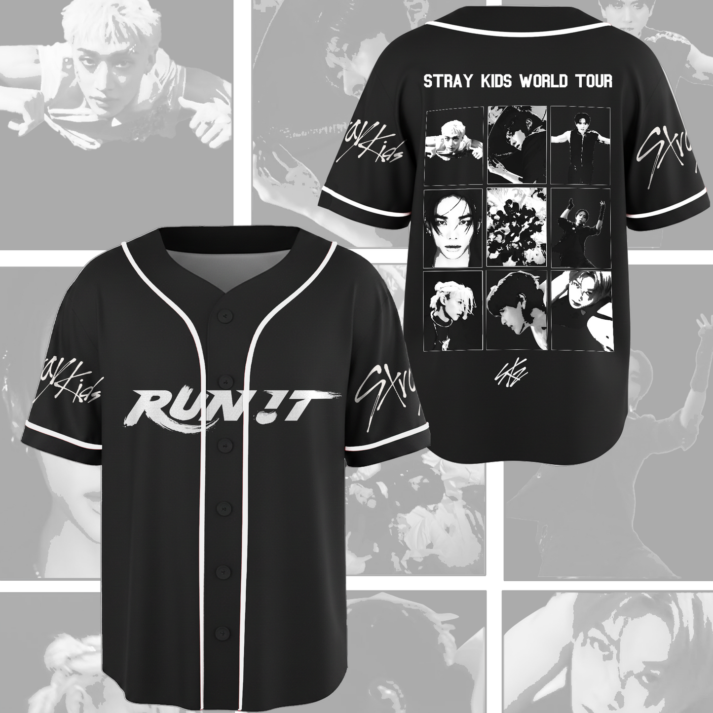 Run It World Tour Stray Kids Mesh Baseball Jersey Gift For Stay