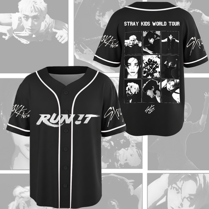 Run It World Tour Stray Kids Mesh Baseball Jersey Gift For Stay