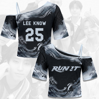 Monochrome Pine Stray Kids Run It World Tour Off Shoulder Mesh Stay Edition