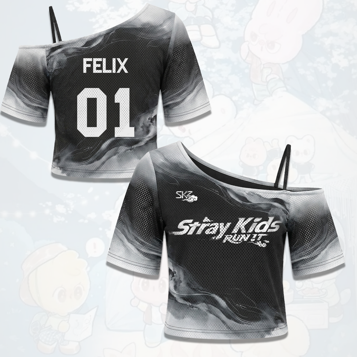 Smoky Stray Kids Run It World Tour Off Shoulder Mesh Stay Edition